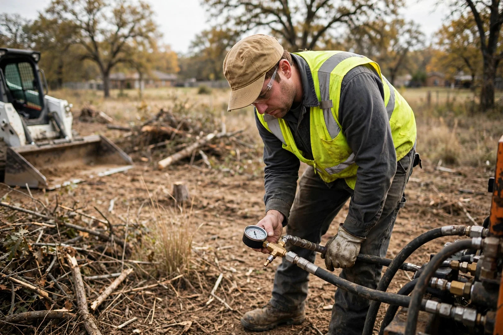 Lawton Land Clearing Company technician testing system performance